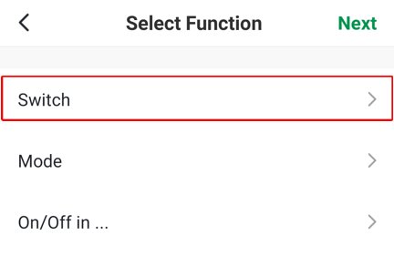 Select Function screen